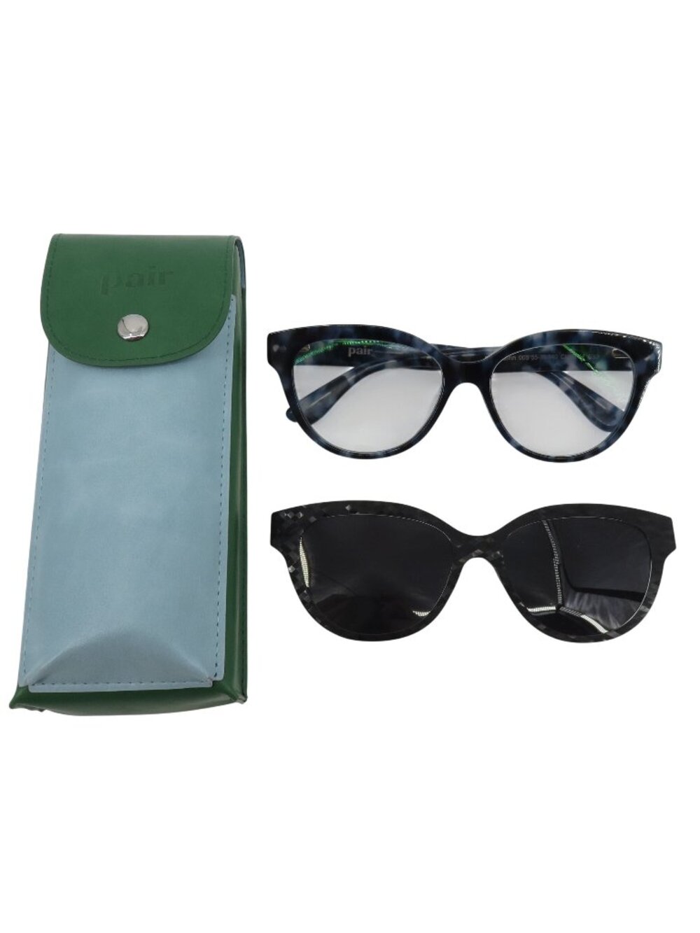 Pair The Quinn Blue Tortoise Eyewear Glasses Frames With Sunglasses Toppers